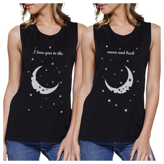 Moon And Back BFF Matching Tank Tops Womens Funny Workout Gifts
