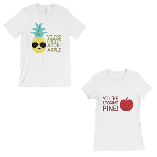 Pineapple Apple Matching Couple Gift Shirts White Valentine's Day