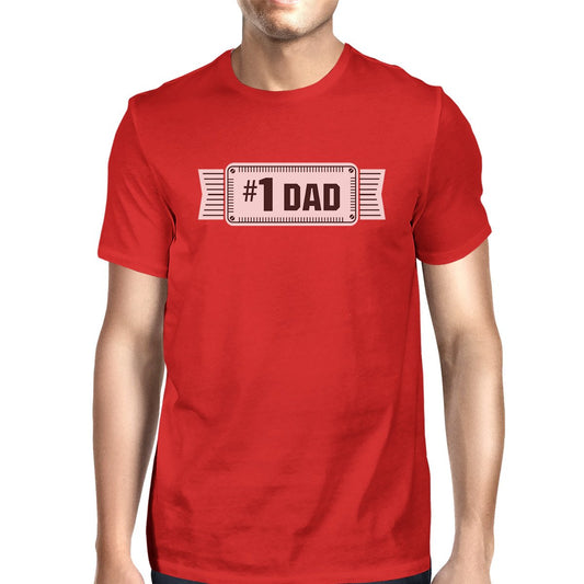 #1 Dad Mens Red Crew Neck Cotton Shirt Perfect Dad Birthday Gifts