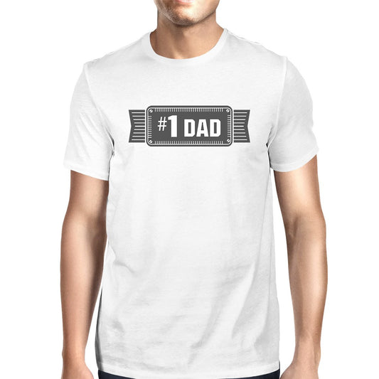 #1 Dad Mens White Vintage Graphic T-Shirt Fathers Day Gifts For Him